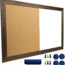 Excello Global Products Dry Erase Cork Board Combo: Magnetic White Board with Cork Bulletin & Rustic Wooden Frame for Home, School, Office - 24"x36"