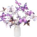 5 Pcs DIY Butterfly Decorations 5 Butterfly Branches with 30 Fake Butterflies for Crafts Faux Stems for Vase Filler Bouquets Home Decorations Garden Office Table Decor (Purple)