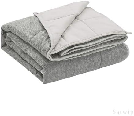 Satwip Cooling Weighted Blanket 12 Pounds Cool Moire Jersey Twin Size Bed Blanket for Hot Sleeper with Soft Breathable Sanded, 48 x 72 inches, Grey