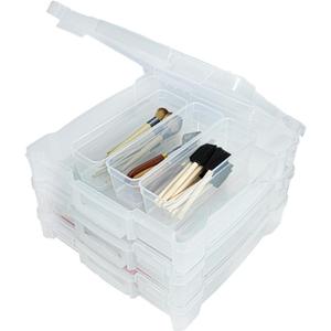 ArtBin 6913ZZ 12" x 12" Portable Art & Craft Organizer with Handle 3-Pack, [3] Plastic Storage Cases, Clear