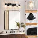 Black Vintage Bathroom Vanity Light Fixture, 4-Light Vanity Light for Bathroom, Antique Matte Black Finish with Crystal Glass Shade, Lighting Fixtures Over Mirror for Bedroom Living Room