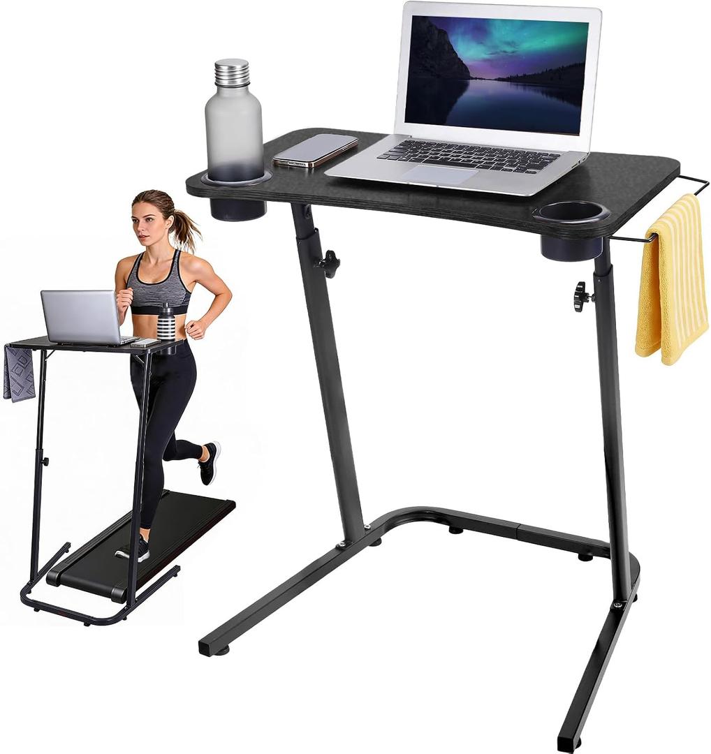 VTORY Treadmill Desk Adjustable Desk for Walking Pad, Stable & Heavy-Duty Height 30"-47", Portable Walking Pad Desk Table Stand for Home Office & Work with Installation Guide (Black)