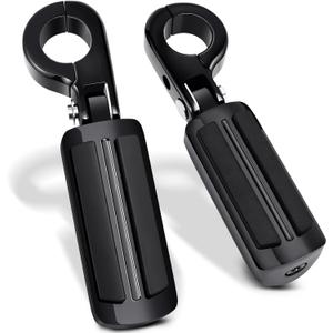 PBYMT Highway Pegs, P-Clamp A3 Steel Highway Footpegs Footrest Fit For 1.25''(32mm) Crash Bars Compatible with Harley Davidson Touring Black