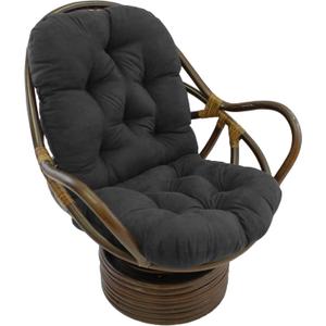 Blazing Needles Solid Microsuede Swivel Rocker Chair Cushion, 48" x 24", Black