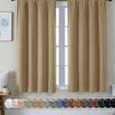 Simplebrand Ava Taupe Short Blackout Curtains for Bedroom 54 Inches Long 2 Panels Set, Solid Thermal Insulated, Energy Saving Window Treatment Curtains Blackout Drapes, W40 x L54 Inch, Taupe