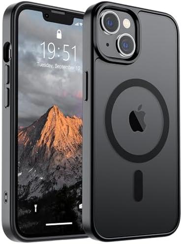 SUPFINE Magnetic for iPhone 15 Plus Case & iPhone 14 Plus Case(Compatible with MagSafe)(Military Grade Drop Protection) Translucent Shockproof Phone Cover,Black