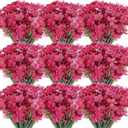 Lyrow 100 Bundles Violet Artificial Flowers, UV Resistant Faux Flowers Outdoor, Faux Silk Flowers, Fake Violet Flowers Bulk for Front Porch Hanging Garden Courtyard Farmhouse Home(Rosy)