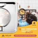 Silver Drip Pans Square,SGP-400,Burner Covers BN24 Replacement|Chrome Square Gas Range Pans Made of Porcelain-4packs by MIFLUS