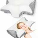 Cervical Neck Pillow: Ergonomic Contour for Side Sleepers, Pain Relief & Neck/Shoulder Support (Grey)