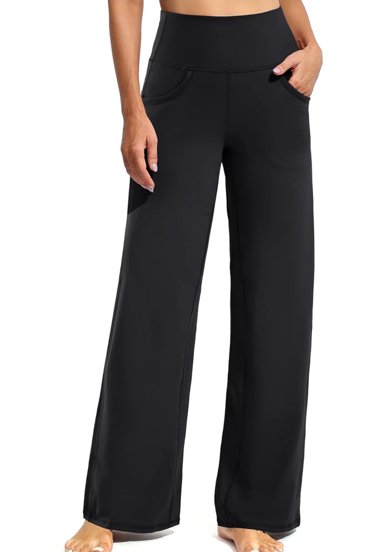Promover Wide Leg Pants Woman Yoga Pants with Pockets Stretch Loose Casual Lounge Sweatpants Petite/Regular/Tall, Size  L