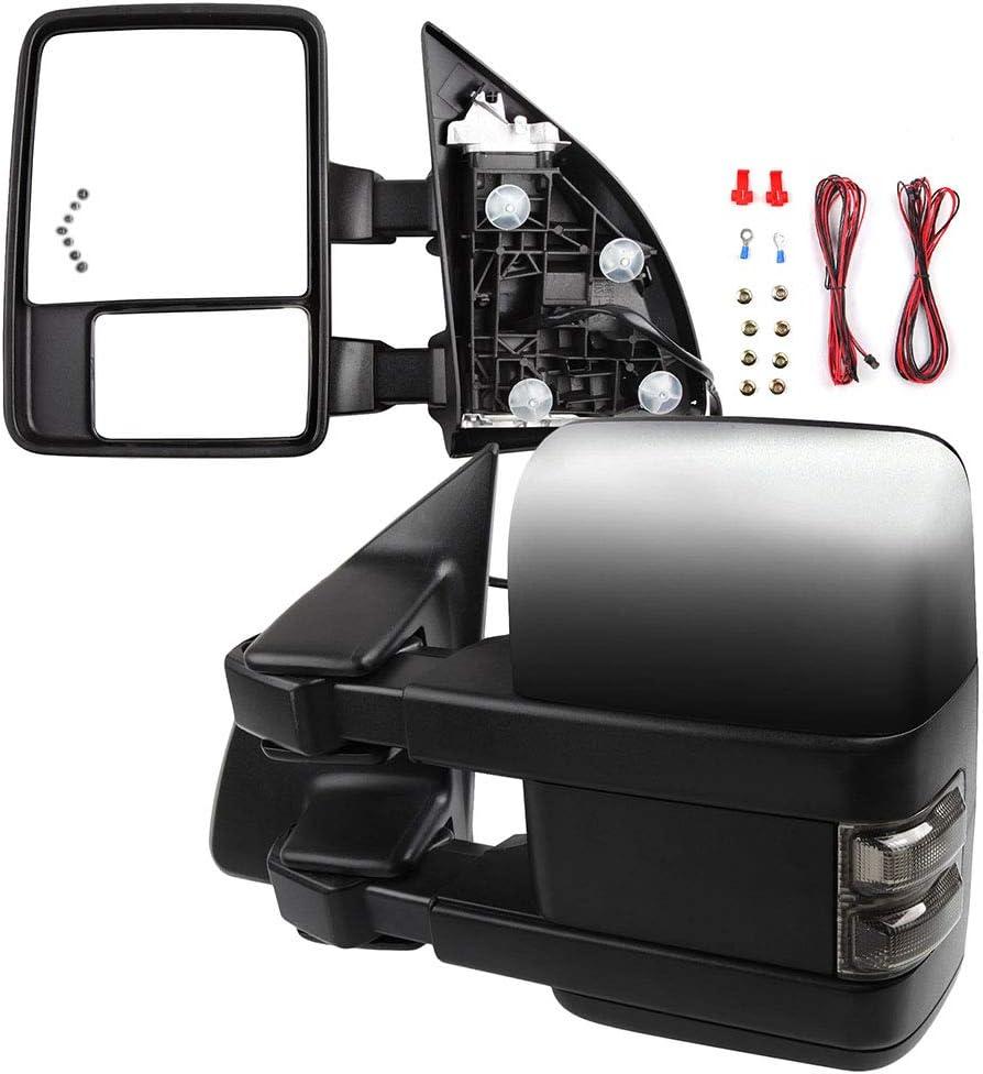 Tow Mirrors Towing Mirrors Fit for 1999-2007 for F250 for F350 for F450 for F550 Super Duty Towing Mirrors with Left Right Side Power Control Heated LED Arrow Turn Signal Light Chrome