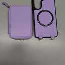 Asuwish Phone Case for Samsung Galaxy S22 5G Wallet Zipper Handbag Cover and Screen Protector Crossbody Lanyard Strap 2-in-1 Magnetic Detachable Compatible with MagSafe RFID Blocking Flip S 22 Purple