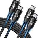 USB C to USB C 100W [6ft/2 Pack] USBC to USBC Cable Charger 5A C to C Fast Charging Cord for MacBook Pro/Air, iPhone 16 15 Pro Max Plus,iPad Pro,Samsung Galaxy S24 Ultra S23,Pixel 9 8,PS5,Switch