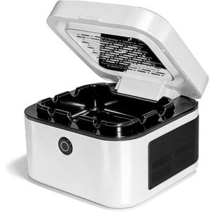 Multifunctional Smokeless Ashtray with HEPA Filter,Rechargeable Air Purifier for Cigarette Smoke,Portable Ashtray for Indoor & Outdoor Use (White)