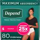 Depend Fresh Protection Adult Incontinence & Postpartum Bladder Leak Underwear for Women, Disposable, Maximum, Small, Blush, 80 Count (2 Packs of 40), Packaging May Vary