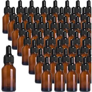 48 Pack 1/2oz Amber Glass Dropper Bottles, Eye Dropper Bottles with Glass Droppers for Essential Oils, Perfumes (15 mL, Amber)