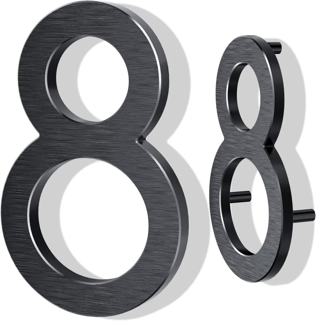 10 Inch Large House Numbers for Outside, Modern Black Metal Address Numbers with Floating Effect, Weatherproof Aluminum, Easy Screw Mount for Fence Wall Garage Gate (8)