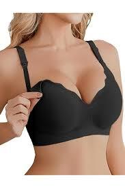 Easybunny Scalloped Nursing Bras for Breastfeeding Seamless Wireless Maternity Bras for Pregnancy Soft Sleep Support Bra S