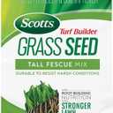 Scotts Turf Builder Grass Seed Tall Fescue Mix - Durable to Resist Harsh Conditions, Lawn Seed, Grass Fertilizer & Soil Improver, Covers up to 8,000 sq. ft., 32 lb. (EXP 12/03/27)