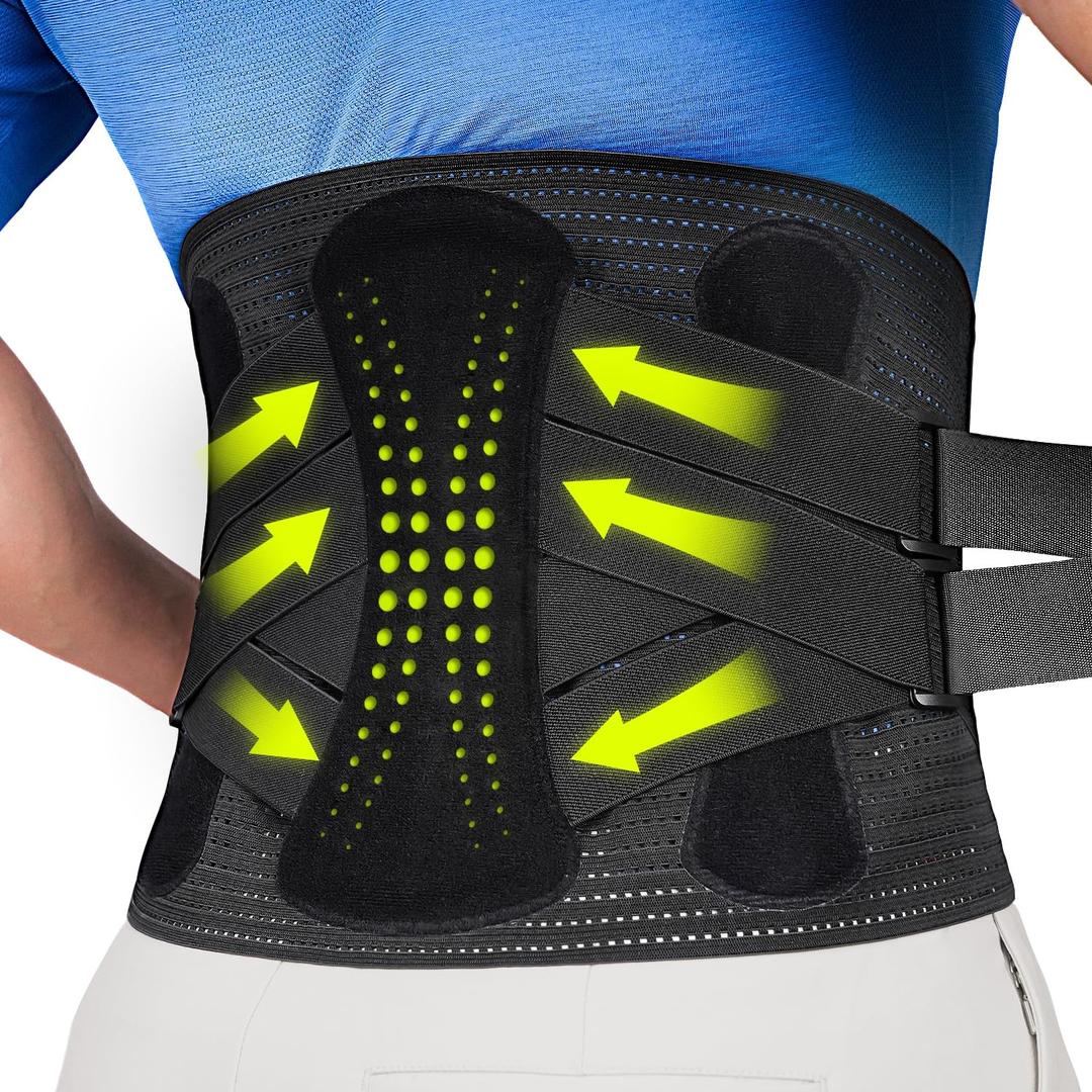 Back Brace for Men Lower Back Pain Women Relief with 360-Degree Biochemical Hug Support without Suspenders Back Support Belt Soft Breathable Fabric Lumbar Support for Herniated Disc Sciatica XL (Obsidian)