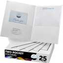 FILE-EZ Two-Pocket Folders, White, 25-Pack, Textured Paper, Letter Size (EZ-32510)