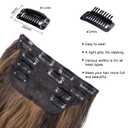 4 x 4Pcs Clip in Hair Extensions, 20 Inches Long Wavy Synthetic Brown Hair Extensions Clip in, for Women and Girls (Color: Dark Brown with Light Brown Highlights)