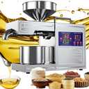 Oil Press Machine Oil Extractor Commercial Automatic Stainless Steel Cold Press Oil Machine Electric Seed Oil Maker Silver Oil Pressure Machine for Home Use 820 W 110 V US Plug