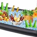 Ice Buffet Serving Tray Drink Cooler with Drain Plug,Inflatable Ice Serving Buffet Bar Inflatable Cooler for Parties Food 52 x 24 x 5'' (Black)