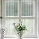 VELIMAX Reeded Glass Privacy Film, Frosted Window Vinyl, 3D Decorative Window Decals Non Adhesive for Bathroom Living Room 23.6x78.7 inches