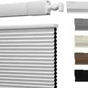 No Drill No Tools Cellular Shades Top Down Bottom Up Blackout Blinds for Windows Cordless Honeycomb Window Shades Easy to Install for Home,Blackout-White,28" W x 48" H