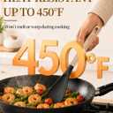 Astercook Cooking Spoon, Nonstick Safe Silicone Spatula with Long Wooden Handles, Heat Resistant, BPA-Free, Built-in Spoon Rest, 2 Pack Spatula Spoon for Stirring, Scooping, Scraping and Serving