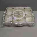 Amzcku Divided Serving Tray with Lid and Handle - Snackle Box Charcuterie Container for Portable Snack Platters - Clear Organizer for Candy, Fruits, Nuts, Snacks - Perfect for Party, Entertaining (1 pack 8 Compartments)