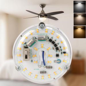 SATZOL 4 18W Color Changeable Ceiling Fan LED Light Replacement, 3000K/4000K/5000K Selectable Ceiling Fan LED Light Kit, 2200LM Dimmable LED Retrofit Kit for Ceiling Fans, ETL Listed