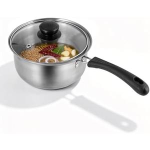 Tadka Pan with Lid, 1.5 Quart Small Sauce Pan with Lid, Stainless Steel Saucepan with Heat-Resistant Handle, Small Pot for Indian Tadka, Tempering and Dal, Perfect for Cooking and Flavoring Spices
