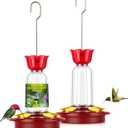 Hummingbird Feeder for Outdoors Hanging, 8.3OZ Plastic Humming Bird Feeders with 5 Bee Guard Feeding Ports & Built-in Ant Moat,Hummingbird Gifts for Mom Bird Feeder for Outside,Garden Dcor,2 Pack