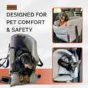 Kumdita' Center Console Car Seat & Carrier for Small Dogs & Cats with Dual Over-Seat Straps, Sewn-in Safety Leash & PE Board Base (Grey)