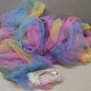 Rainbow Bed Canopy for Girls, Sheer Twin Canopy Bed Curtains with Lights, Princess Canopy Scarf for Girls Bed Room Decor (2 Panel)