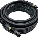 Hybrid Air Hose 1/4-Inch x 50FT,300 PSI Heavy Duty,Lightweight,Kink Resistant,All-Weather Flexibility With 1/4-Inch Swivel Solid Aluminum Quick Coupler and Plug,Black