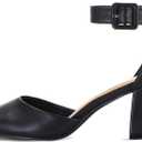 mysoft Women's Pointed Toe Low Chunky Heels Closed Toe Ankle Strap Dress Pump Shoes, Size 10