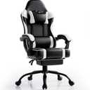 Gaming Chair, Computer Chair with Footrest and Lumbar Support, Ergonomic Video Game Chair with Headrest, Height Adjustable Gamer Chair Office Desk Chair (White)