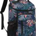 Kalesi Cooler Backpack 36 Cans Lightweight Insulated Backpack Cooler Leak-Proof Travel Camping Lunch Backpack Outdoor Cutlery Backpack for Men and Women, Floral Cool 