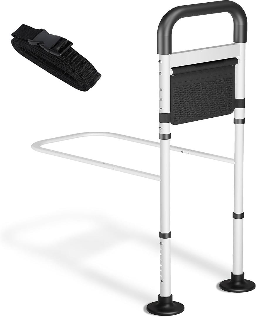 Bed Rails for Elderly Adults Safety, ASTM Safety Approved Adjustable Bed Assist Rail for Seniors, 400lb Weight Capacity, with Storage Pocket & Fixing Strap, Fit King/Queen/Full/Twin Bed