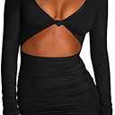Kaximil Women's Sexy Bodycon Sleeveless Cut Out Ruched Tank Mini Club Party Dresses (Small, Black)