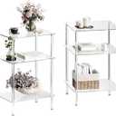 Tempered Glass Side Tables Set of 2 Acrylic End Table with 3 Storage Shelve transparent Bedside simplicity clear 3-Tier Nightstands small Spaces Office Bedroom Living Room Study Transparent ET-008TR3T