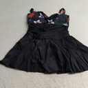 Aqua Eve One Piece Swim Dress Tummy Control Swimsuit with Skirt Modest Bathing Suit Vintage Swimdress Large, Black Floral 