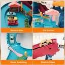 Toy Car Ramp Track, Climbing Hills Railcar Colorful Vehicles Construction Play Set with 12 Mini Racer Cars for Kids 3+(Dinosaur)