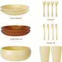 Camping Dishes Picnic Set, Camping Plates Cups and Bowls Set with Spoons and Forks, BPA Free, 17PCS Camping Mess Kit, Plastic Reusable Cutlery Set for 4, Portable Small Size, Not Microwave Safe