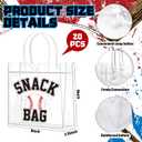 Wesnoy 20 Pcs Baseball Snack Bags with Handles Reusable Baseball Goodie Bags for Candy Birthday Party Supplies 8 x 8 x 3.15''