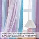 XiDi Girls Curtains for Bedroom, Purple Rainbow Blackout Curtains fo Kids Room Decor, Princess Unicorn Wall Decals Pink 63 Inches Long 34 Wide 1 Panel