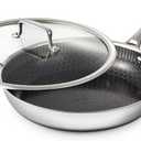 12 Inch Hybrid Nonstick Frying Pan with Lid, Tri-Ply Stainless Steel